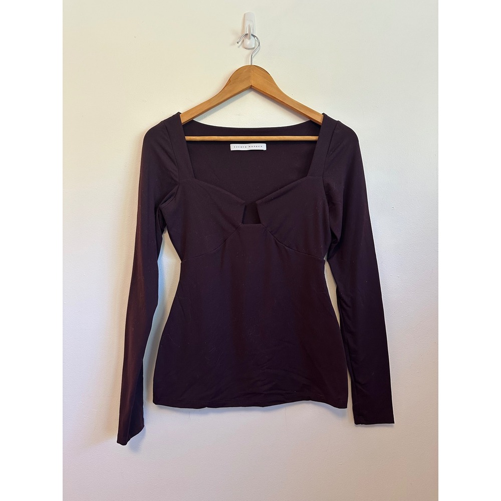Susana Monaco Vista Long Sleeve Sweetheart Top in Plum | Size Medium